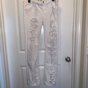 Distressed White Jeans
